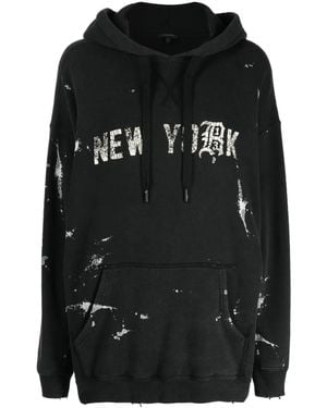 R13 Sudadera Con Capucha Y Eslogan - Negro