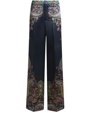 Etro Wide-Leg Printed Trousers - Blue