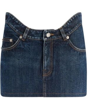 Jean Paul Gaultier Denim Mini Skirt With V-Waist - Blue