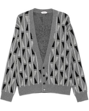 Versace Geometric-Pattern Cardigan - Grey