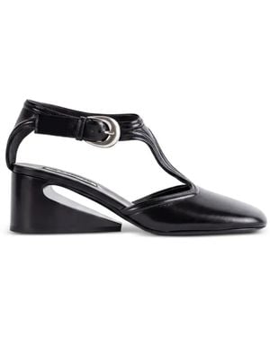Jil Sander Mary Jane Cutout-Heel Court Shoes - Black
