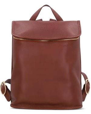 Longchamp Medium Le Foulonné Leather Backpack - Red