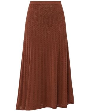 Twinset Perforated-Knit Midi Skirt - Brown