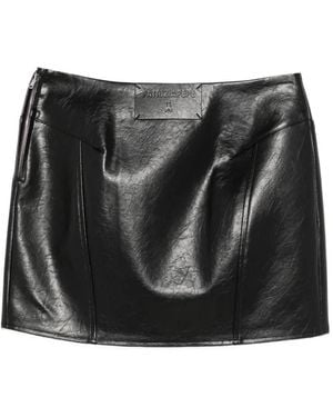 Patrizia Pepe Logo-Patch Coated Skirt - Black