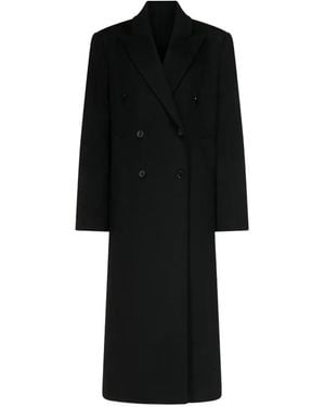 Loulou de Saison Double-Breasted Peak-Lapel Coat - Black