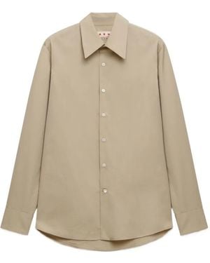 Marni Poplin Shirt With Tailored Cut - Natural