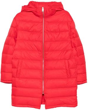 Liska Hooded Quilted Puffer Jacket - Red