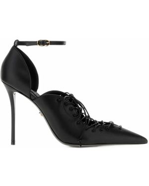Dolce & Gabbana Lace-Up Ankle-Strap Court Shoes - Black