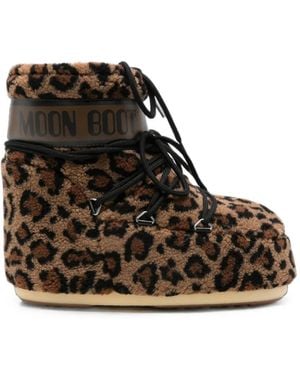 Moon Boot Leopard-Pattern Boots - Black