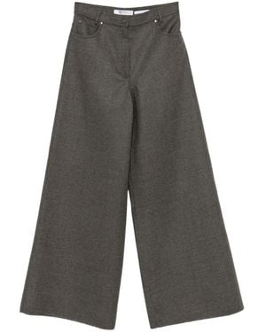 Max Mara Mxsgennaio Wide-Leg Wool Pants - Gray