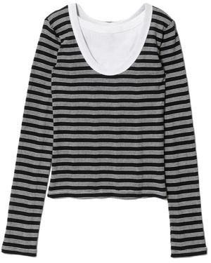 Beautiful People Miller Striped Double-Front T-Shirt - Black