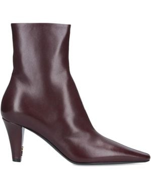 Saint Laurent 75Mm Jill Pointed-Toe Leather Ankle Boots - Purple