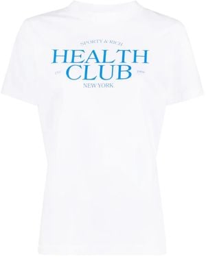 Sporty & Rich Logo-Print Cotton T-Shirt - Blue