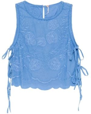 Free People Ausgeblichenes Gardens Tanktop - Blau
