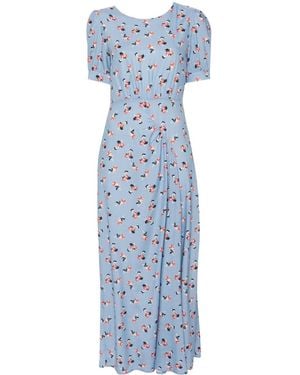 P.A.R.O.S.H. Floral-Print Silk Maxi Dress - Blue