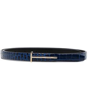Tom Ford Crocodile-Effect Buckle Belt - White