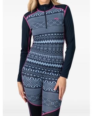 Kari Traa Live Half Zip Fair Isle-Patterned Base Layer - Blue