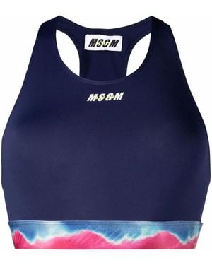 MSGM Tie-Dye Print Sports Bra - Blau