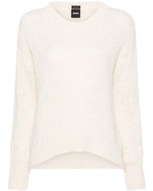 BOSS 3D-Knit Crew-Neck Jumper - Natural