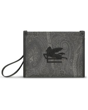 Etro Essential Paisley-Print Clutch Bag - Gray