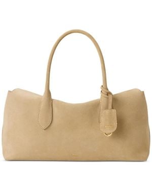 Polo Ralph Lauren Bellport Suede Satchel Tote Bag - Natural