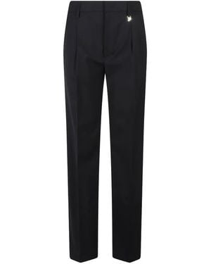 Dondup Pleated Logo-Charm Pants - Black