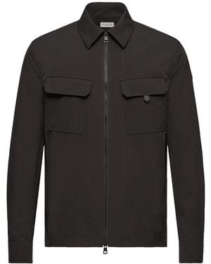 Moncler Zip-Up Logo-Patch Overshirt - Zwart
