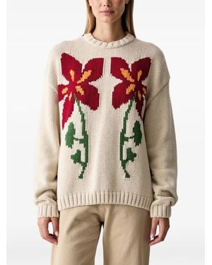 Napapijri Bloom Floral-Intarsia Sweater - Natural
