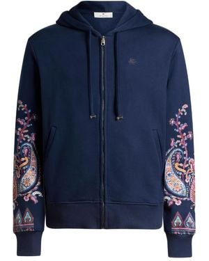 Etro Floral Paisley-Print Hoodie - Blue