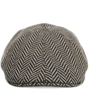 Tagliatore Herringbone-Pattern Logo-Plaque Beret - Grey