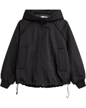 Minimum Hooded Drawstring-Hem Bomber Jacket - Black