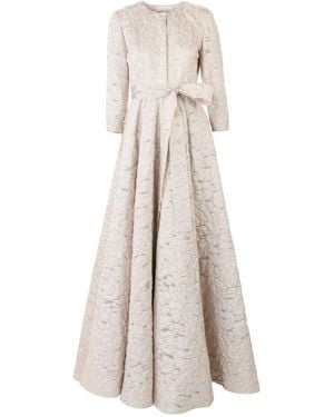 Carolina Herrera Fil-Coupé-Abendkleid im Trenchcoat-Stil - Natur
