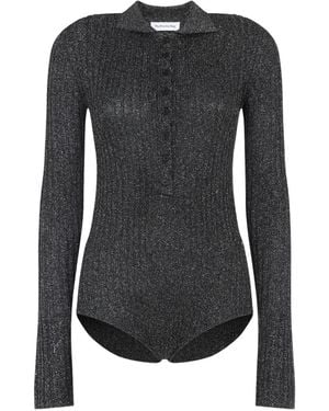 Frankie Shop Solana Buttoned Polo Top - Black