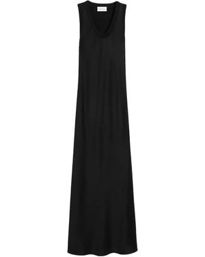 Ami Paris Satin Maxi Tank Dress - Black