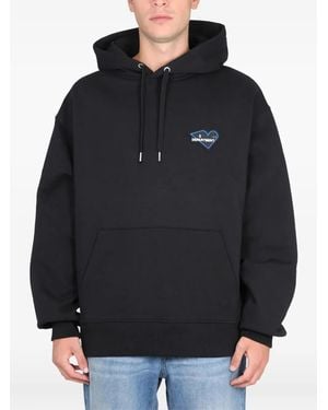 Department 5 Heart-Embroidered Cotton Hoodie - Black