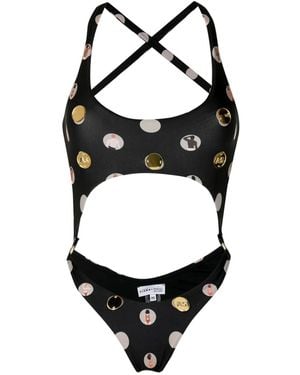 Amir Slama Graphic-Print Swimsuit - Black