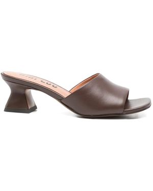 Bibi Lou Square-Toe Leather Sandals - Brown