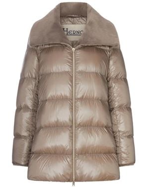 Herno Faux-Fur Collar Quilted Jacket - Natural