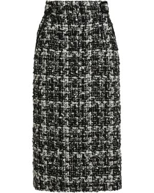Dolce & Gabbana Gonna Midi A Quadri - Nero