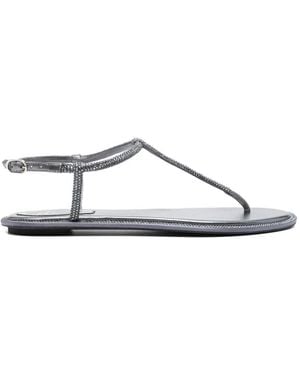 Rene Caovilla Diana Embellished T-Strap Sandals - Metallic