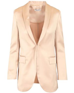 Al Duca d'Aosta Satin Shawl-Lapel Blazer - Natural
