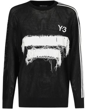 Y-3 Frayed-Patch Detailing Sweatshirt - Black
