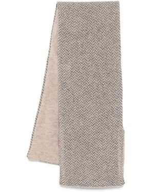 N.Peal Cashmere Herringbone Scarf - Grey
