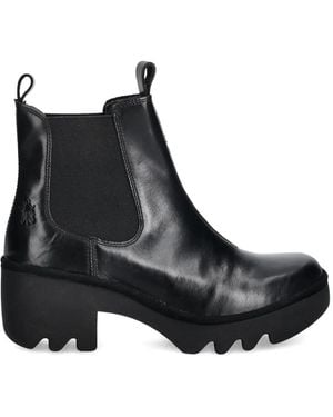 Fly London Pull-Tab Block-Heel Boots - Black