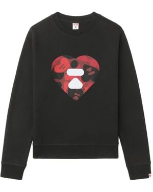 AAPE BY A BATHING AP Camo Heart-Print Jumper - Black
