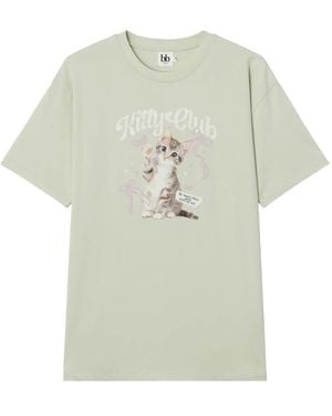 B+ AB Cat-Print T-Shirt - Grey