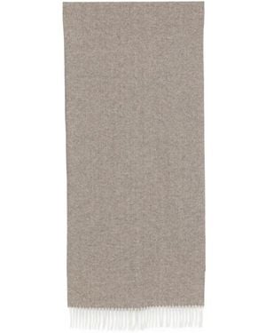 Gran Sasso Herringbone-Weave Fringed Scarf - Gray