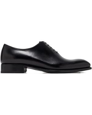 Brioni Leather Lace-Up Oxford Shoes - Black