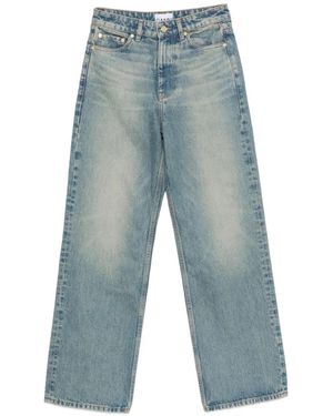 Ganni Faded-Effect Wide-Leg Jeans - Blue