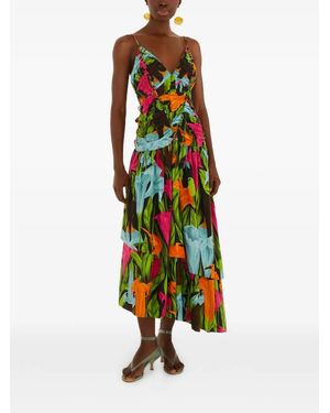 FARM Rio Mujeres Y Flores Ruched Dress - White